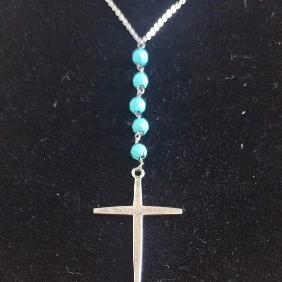 Sterling Silver and Turquoise Cross Necklace